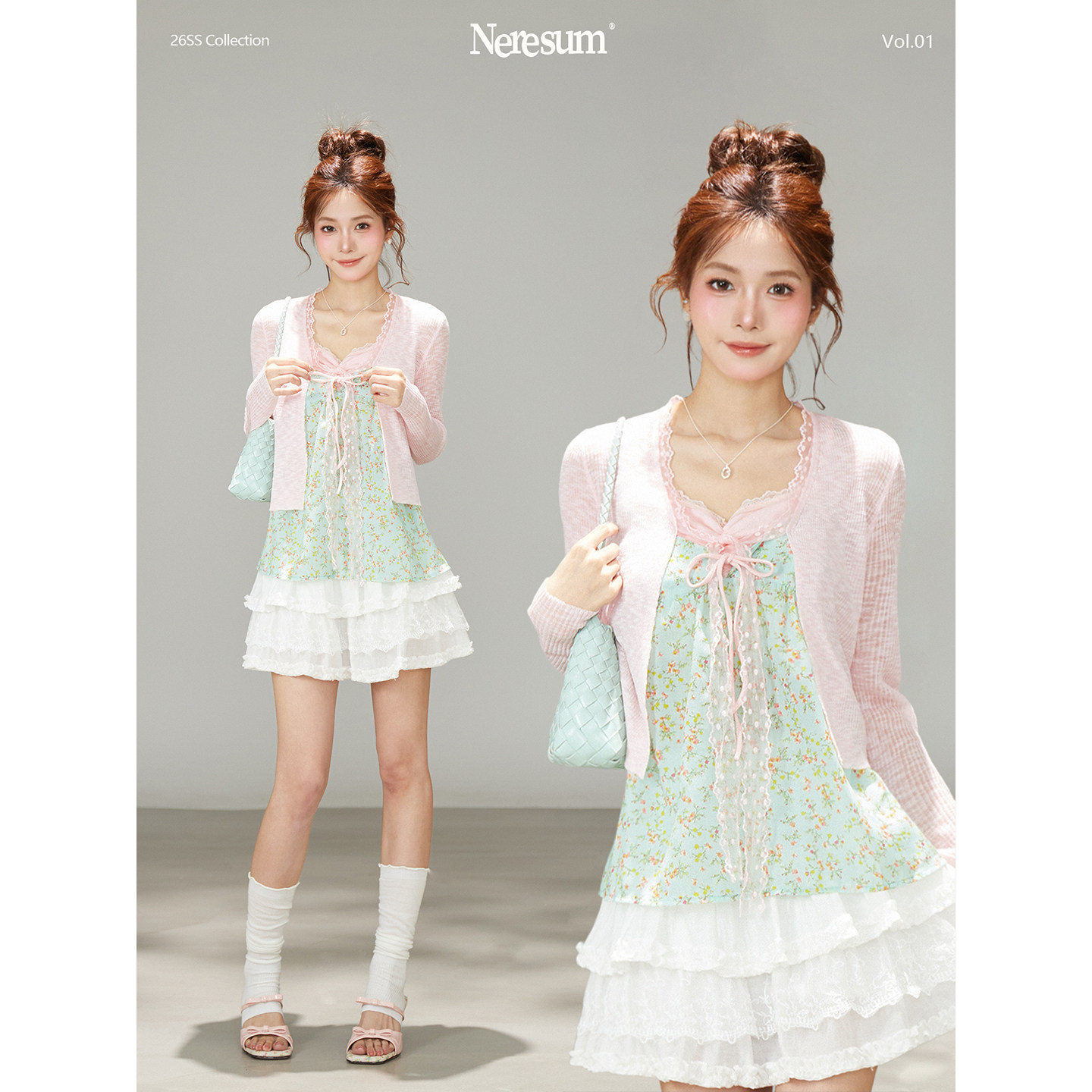 NERESUM Faux Two-Piece Floral Vest Camisole Women's Summer Sweet and Alluring Unique and Beautiful Sleeveless Top