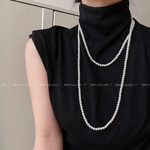 Shijia Pearl Necklace for Women's 2024 New Light Luxury, Small and Popular Layered Sweater, Collar Chain, High end Beaded Accessories