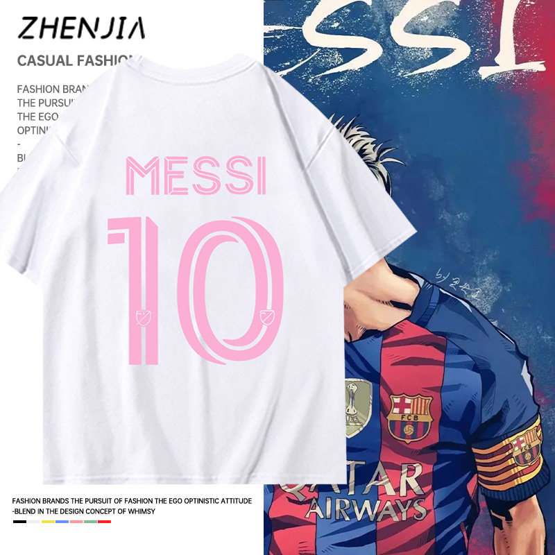 Мужская дышащая летняя футболка Messi's same Miami joint с короткими рукавами в стиле аниме, универсальная одежда для мальчиков, футболка ins