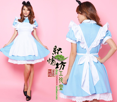 taobao agent 妹抖装演出服粉嫩蓝色爱丽丝梦幻仙境*lolita女仆装侍女装女佣装