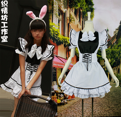 taobao agent 精装版套装 Cosplay天使之爱黑白女仆装 可爱女佣服COS动漫演出服