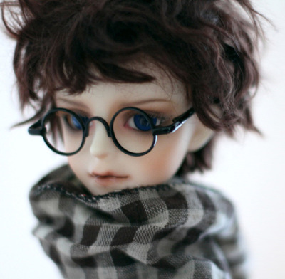 taobao agent 4分DD.BJD.SD娃用  复古黑圆框哈利波波古董眼镜~送眼盒+镜布
