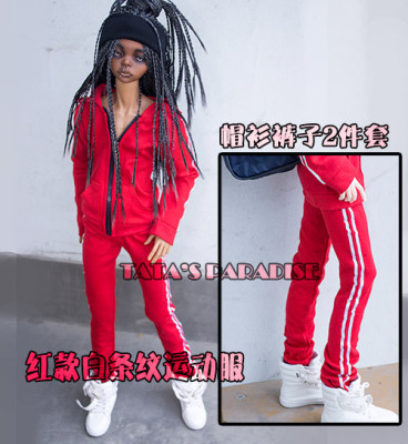 taobao agent 4分3分大叔BJD SD DD娃用 休闲套装 红色运动服/体操服 两件套