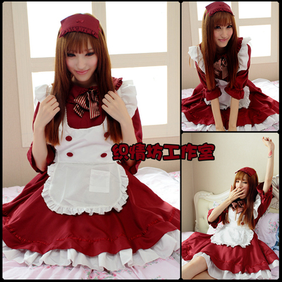 taobao agent 萌Lolita枣红色女仆装 日本人气女佣公主裙Cosplay动漫服装 大码