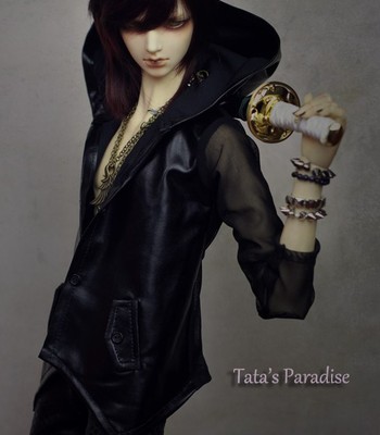 taobao agent 3分/17/叔BJD.SD娃用 极道 PU皮拼透视纱网!极具诱惑の带帽风衣