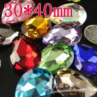 Glass crystal sharp bottom large water drop gems 30*40mm two mobile phone beauty decoration diy accessories rhinestones