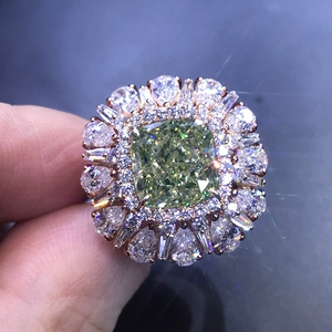Le Diamond Jewelry 5.01FGGY фантазийный желтый бриллиант с серо-зеленым бриллиантом GIA индивидуального цвета, кольцо с бриллиантом, обручальное кольцо с бриллиантом в каратах