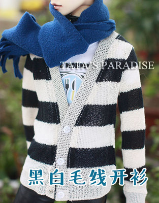 taobao agent 4分3分大叔BJD.SD.DD娃衣外套休闲上衣 【黑白毛线针织开衫】
