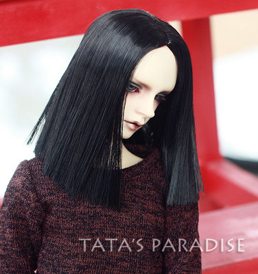 taobao agent 4分3分大叔BJD.SD.DD娃用假发 高温丝修罗黑色·中分过肩一刀平切