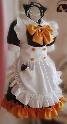 taobao agent 包邮四件套女仆cosplay服装超大蝴蝶结猫耳朵动漫cos女仆装