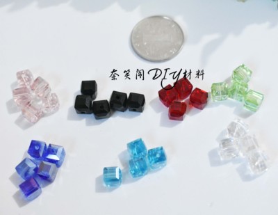 taobao agent 8mm方形串孔水晶耳钉耳夹耳环耳钩diy手工制作满包邮