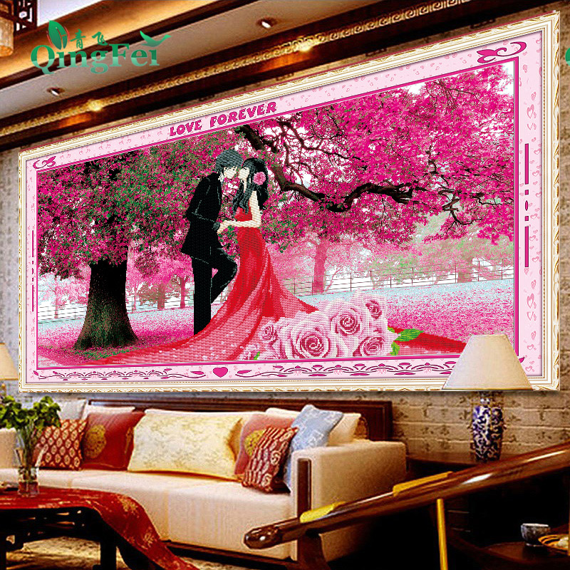 5D трехмерное вишневое дерево в цвету, свадебная вышивка крестиком, место первой любви, романтическое вишневое дерево в цвету