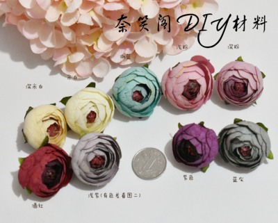 taobao agent 4cm欧式油画风 lolita饰品配件仿真茶花花头小茶苞花朵绢花满包邮