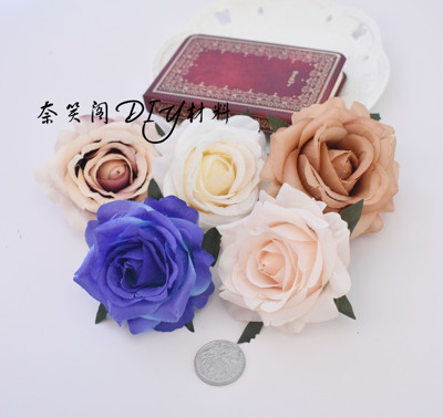 taobao agent lolita花丸麻纱礼帽仿真花玫瑰花绢布7cm手工饰品DIY满包邮