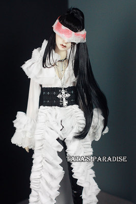 taobao agent 3分大叔娃衣BJD.SD +哥特+白色长纱衣+黑闪银丝束腰~白夜叉降临