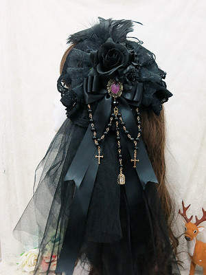 taobao agent lolita哥特暗黑搞死Gothic羽毛中世纪华丽宫廷花丸kc头饰头纱包邮
