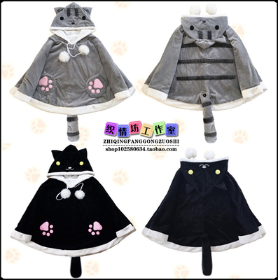 taobao agent 动漫二次元 猫咪后院拟人软妹 秋冬加厚斗篷外套披风 cosplay套装
