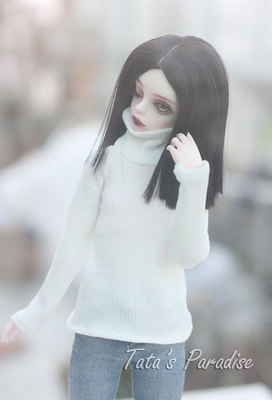 taobao agent 4分3分大叔巨婴BJD.MDD娃衣打底上衣 白色细螺纹高领毛衣 炒好搭
