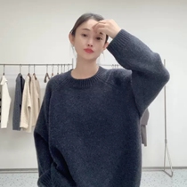 Orange Purple Fish (Little Fish Cashmere) plain version so classy ​​great-looking pure cashmere sweater round neck thickened lazy style