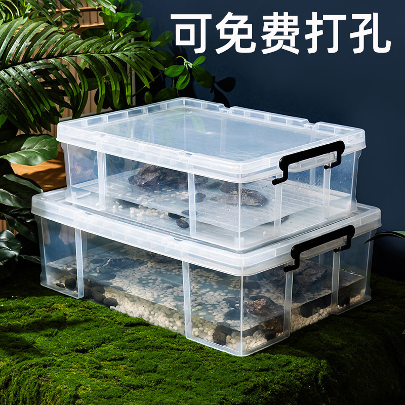 乌龟周转箱家用过滤造景塑料专养龟缸透明生态箱生物养鱼养殖箱子