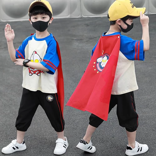 Ultra, Ультрамен Тига, костюм мальчика цветочника, летняя одежда, комплект, летний плащ, коллекция 2023, в западном стиле, короткий рукав