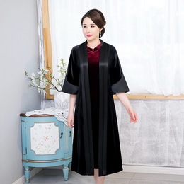 2024 Spring dress new cheongsam coat Baidu high-end Korean flannel acetic stitching improved Chinese style black