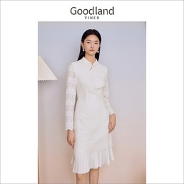 New Chinese Goodland Beautiful 2023 Winter New National Style Cheongsam Embroidered Lace Dress