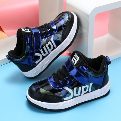 男童鞋秋冬款加绒皮面防水童鞋运动鞋