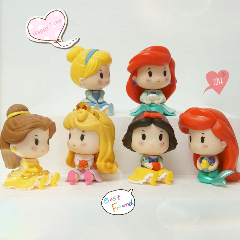 Table doll PVC, toy, set, posture corrector, mermaid, 6 pieces