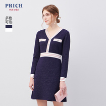 PRICH new women's skirt coat with temperament, small fragrance, simple mid-length dress PROK98T02Q