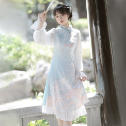 Everyday Cheongsam Fei Han Phi Bai Chinese retro 8345 elements of the new two-piece fish shadow original wind design