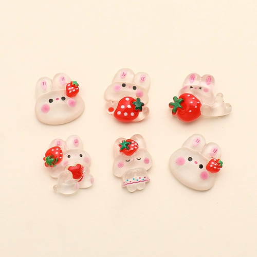 Прозрачная клубника, кролик, кремовый чехол для телефона, набор материалов ручной работы, барсетка, аксессуар для волос с аксессуарами, DIY