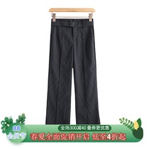 Series 3~24 Spring Clothes Belted and Workplace-friendly Side Slit Striped Trousers SC317 Cut Label