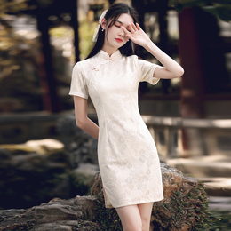 Lace Cheong Young Girl 2023 New Short Chinese Style Dress Women Summer Improvement