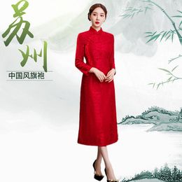 Chinese Style Traditional Bride Wedding Dress Alyse Composite Velvet Fashion Improvement Shemale Wedding Cheongsam New