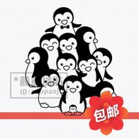 小企鹅贴纸设计 小企鹅贴纸布置 小企鹅贴纸图片 颜色 淘宝海外