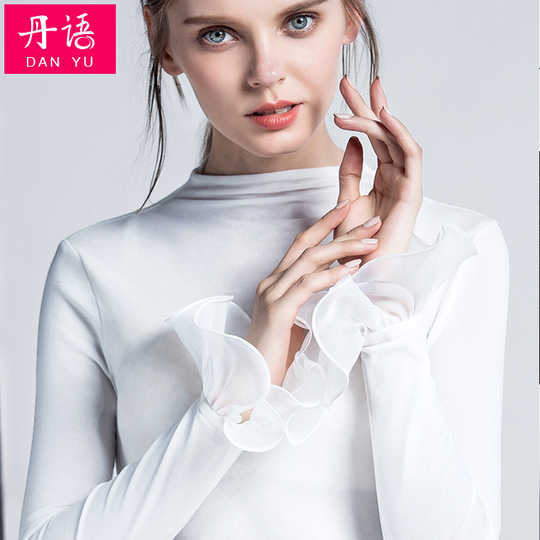 荷叶领网纱打底衣服女长袖搭配 荷叶领网纱打底衣服女长袖穿搭 荷叶领网纱打底衣服女长袖品牌 图片 淘宝海外