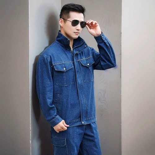 Джинсовый хлопковый комбинезон, износостойкое демисезонное термобелье, увеличенная толщина, защита от ожогов