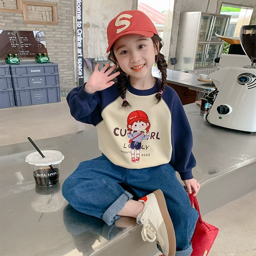 Весенняя детская толстовка, осенний лонгслив для девочек, в западном стиле