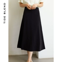 Длинная приталенная юбка, средней длины, высокая талия, А-силуэт