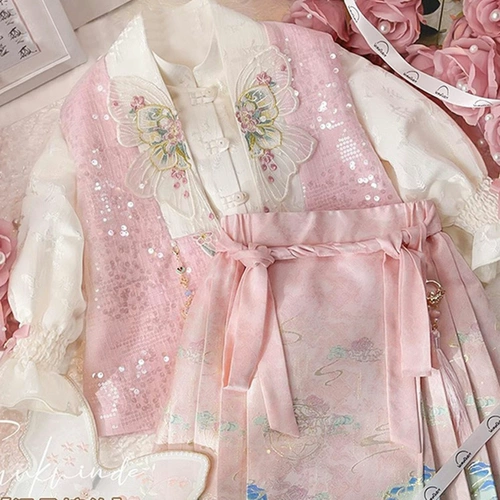 Spring Costume Set Set Set Hanfu Girl Новый китайский жилет