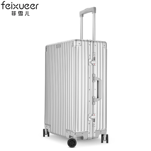 Красный металлический ретро универсальный чемодан на колесиках, алюминиево-магниевый сплав