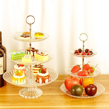European-Style Three-Tier Cake Stand Hotel Ktv Fruit Plate Living Room Dried Fruit Plate Dessert Display Tea Snack Tray Wedding Celebration