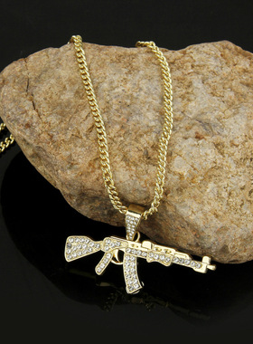 欧美个性夸张嘻哈潮流满钻吊坠嘻哈项链饰品跨境士项链嘻哈风