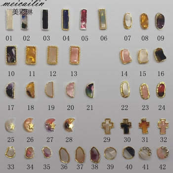 Vintage Nail Art Jewelry Japanese Style Yuhua Stone DIY Natural Color Black Agate Amber Sizzy Colorful Special-Shaped Diamond