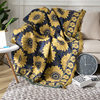 European-style Blue Sunflower Cotton Knitted Nap Sofa Office Blanket Wholesale Three-layer Thickened Pastoral Style Blanket