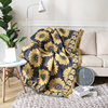 European-style Blue Sunflower Cotton Knitted Nap Sofa Office Blanket Wholesale Three-layer Thickened Pastoral Style Blanket
