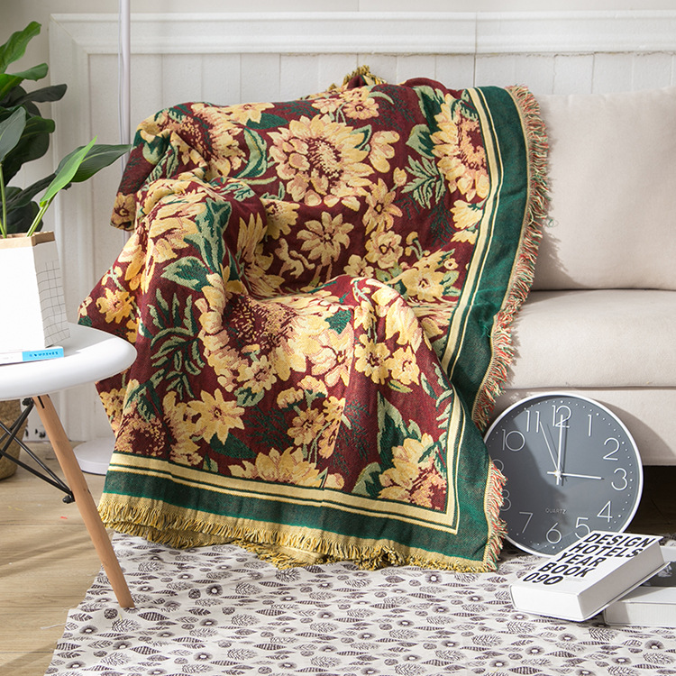 Fresh sofa blanket knitted sofa blanket spot fashion double-sided jacquard sofa blanket wire blanket wholesale