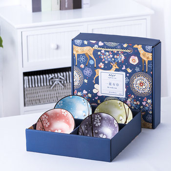 Activity gift Bowl set wholesale household blue and white porcelain bowl ceramic bowl Bowl chopsticks tableware gift box set logo