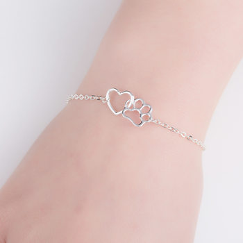Cross-Border Korean Summer Foreign Trade Heart Bracelet for Women, Ins Korean Style Simple and Unique Jewelry, Electroplated Cat Paw Bracelet